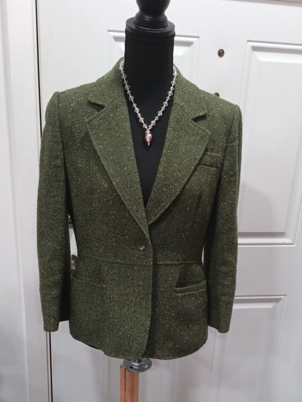 Daisy Fuentes Olive Green Single-Button Tailored Blazer